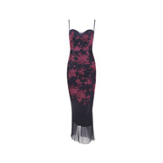 Floral Maxi Dress for Women with Handmade Zipper Closure – High-Quality Long Dress in Polyester-Cramta