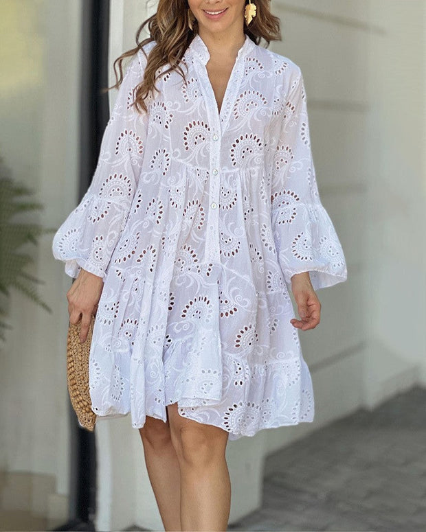 Floral Print Maxi Dress for Summer – Elegant and Handmade Polyester Dress-Cramta