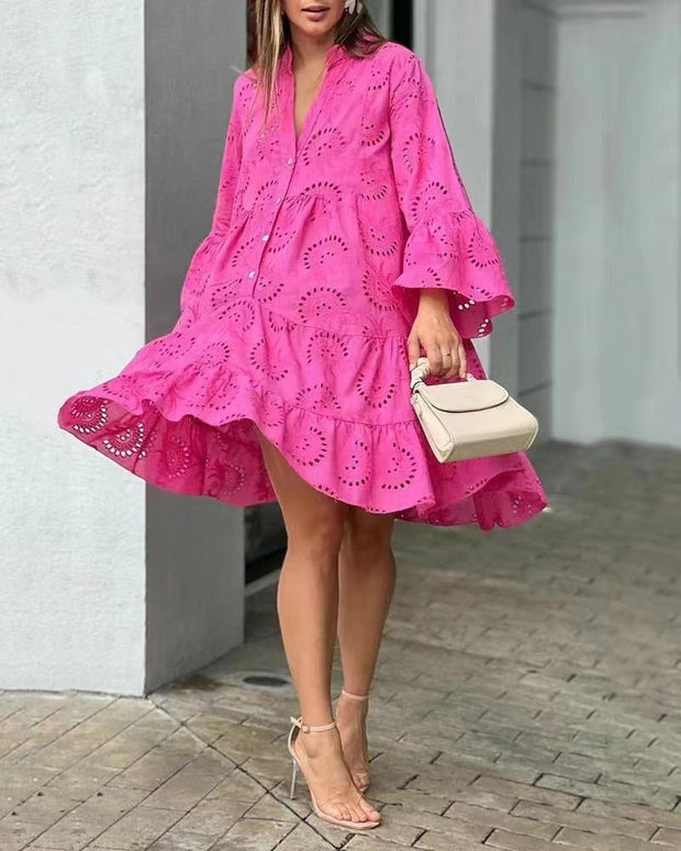 Floral Print Maxi Dress for Summer – Elegant and Handmade Polyester Dress-Cramta