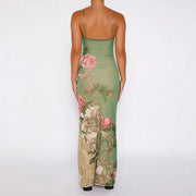 Floral Print Maxi Dress for Women - Lightweight Summer Dress, 100% Polyester, Comfortable and Stylish for Any Occasion-Cramta