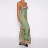 Floral Print Maxi Dress for Women - Lightweight Summer Dress, 100% Polyester, Comfortable and Stylish for Any Occasion-Cramta