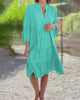 Geometric Boho Print Summer Dress for Women with 3/4 Sleeves – Relaxed Fit Cotton Dress-Cramta
