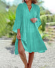 Geometric Boho Print Summer Dress for Women with 3/4 Sleeves – Relaxed Fit Cotton Dress-Cramta