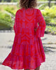 Geometric Boho Print Summer Dress for Women with 3/4 Sleeves – Relaxed Fit Cotton Dress-Cramta