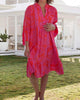 Geometric Boho Print Summer Dress for Women with 3/4 Sleeves – Relaxed Fit Cotton Dress-Cramta