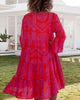 Geometric Boho Print Summer Dress for Women with 3/4 Sleeves – Relaxed Fit Cotton Dress-Cramta