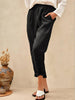 High-Waisted Elasticated Linen Trousers with Tapered Legs – Comfortable and Stylish