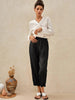 High-Waisted Elasticated Linen Trousers with Tapered Legs – Comfortable and Stylish