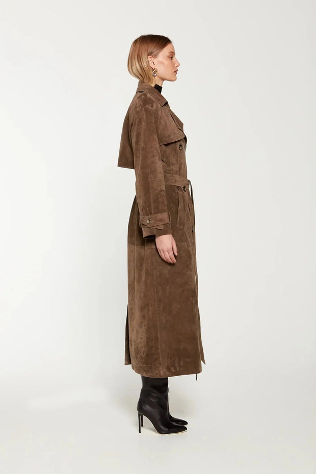 Ella suede trench coat - Classic sophistication with a touch of contemporary luxury-Cramta