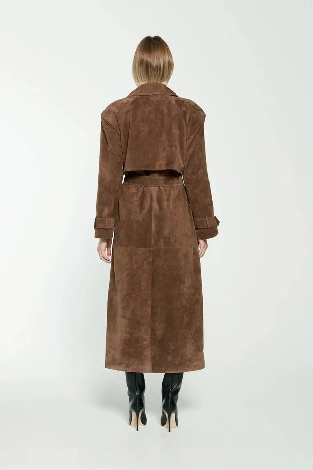 Ella suede trench coat - Classic sophistication with a touch of contemporary luxury-Cramta