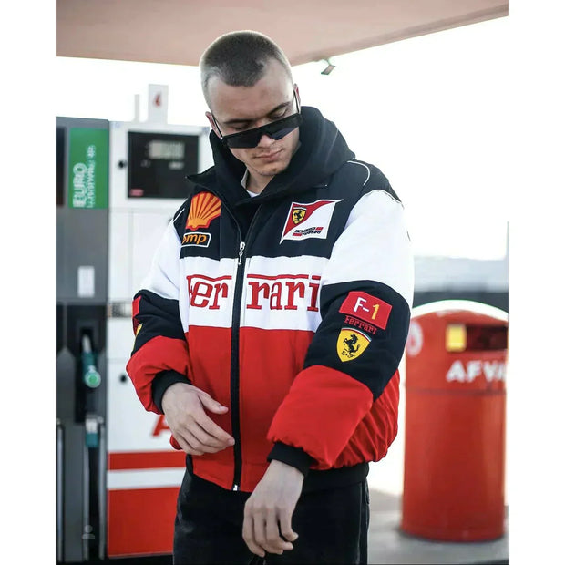 Vintage Ferrari Unisex Racing Jacket – Retro Mega Stylish F1 Look-Cramta