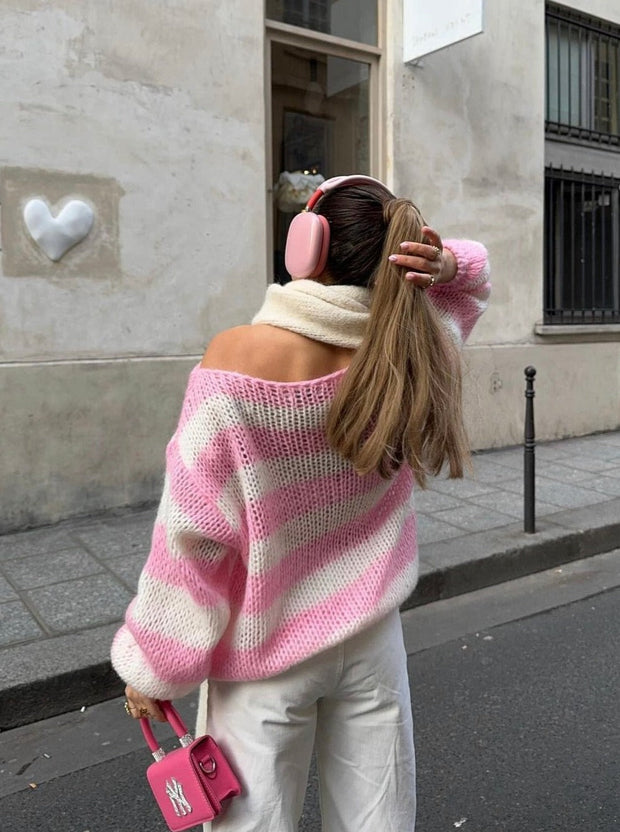 Bonafita Liana | Striped Knit Sweater for a Comfortable and Stylish Casual Look-Cramta