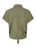 Khaki Women's Blouse - Stylish Summer Top with Tie Detail, Soft Viscose and Linen Blend, Easy Care