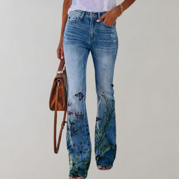 Kjellfrid Women's Flare Jeans – Trendy Style, Bright Print, Incomparable Comfort for a Stylish Summer-Cramta
