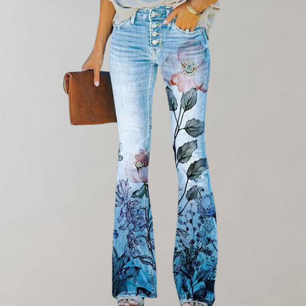 Kjellfrid Women's Flare Jeans – Trendy Style, Bright Print, Incomparable Comfort for a Stylish Summer-Cramta