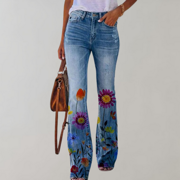 Kjellfrid Women's Flare Jeans – Trendy Style, Bright Print, Incomparable Comfort for a Stylish Summer-Cramta