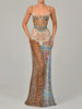 Lace Maxi Dress with Nuria Print – Premium Polyester and Spandex Blend-Cramta