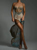 Lace Maxi Dress with Nuria Print – Premium Polyester and Spandex Blend-Cramta