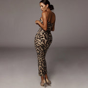 Leopard Print Midi Dress for Women – Comfortable Polyester Midi Dress for Casual and Special Occasions-Cramta