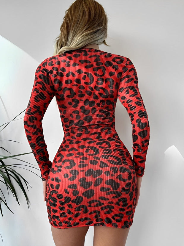 Leopard Print Mini Dress for Women – Stylish Summer Dress in Comfortable Polyester Fabric-Cramta
