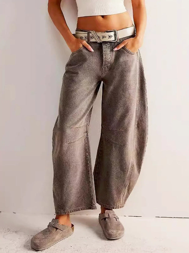 Leopard Print Wide Leg Jeans with Mid-Rise Fit for Comfortable Stylish Wear 6