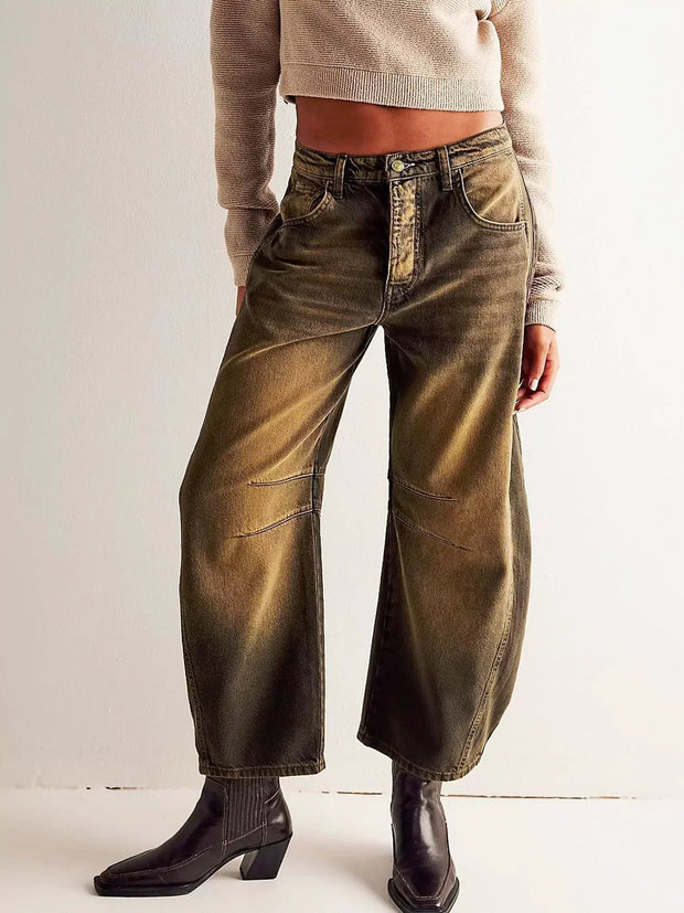 Leopard Print Wide Leg Jeans with Mid-Rise Fit for Comfortable Stylish Wear 7