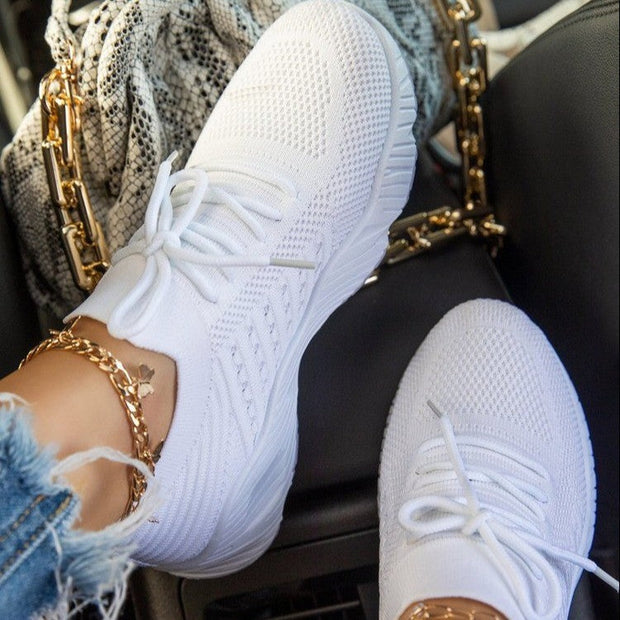 Lightweight Breathable Women's Sneakers - Non-Slip White Slip-On Sneakers for Everyday Comfort and Style-Cramta