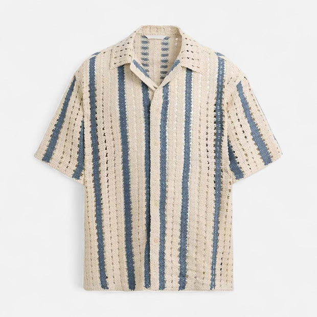 Lightweight Striped Shirt for Men – Breathable Casual Fit with Full Button-Up and Light Stretch