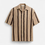 Lightweight Striped Shirt for Men – Breathable Casual Fit with Full Button-Up and Light Stretch