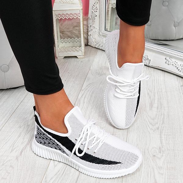 Lightweight Women's Breathable Sneakers - Comfortable Mesh Slip-On Sneakers for Walking, Available in White and Sizes 35-44