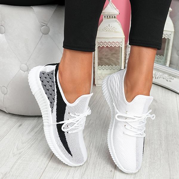 Lightweight Women's Breathable Sneakers - Comfortable Mesh Slip-On Sneakers for Walking, Available in White and Sizes 35-44