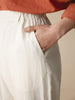 Linen Capri Pants for Women with Asymmetrical Hem and Side Pockets – Cropped Tailored Fit