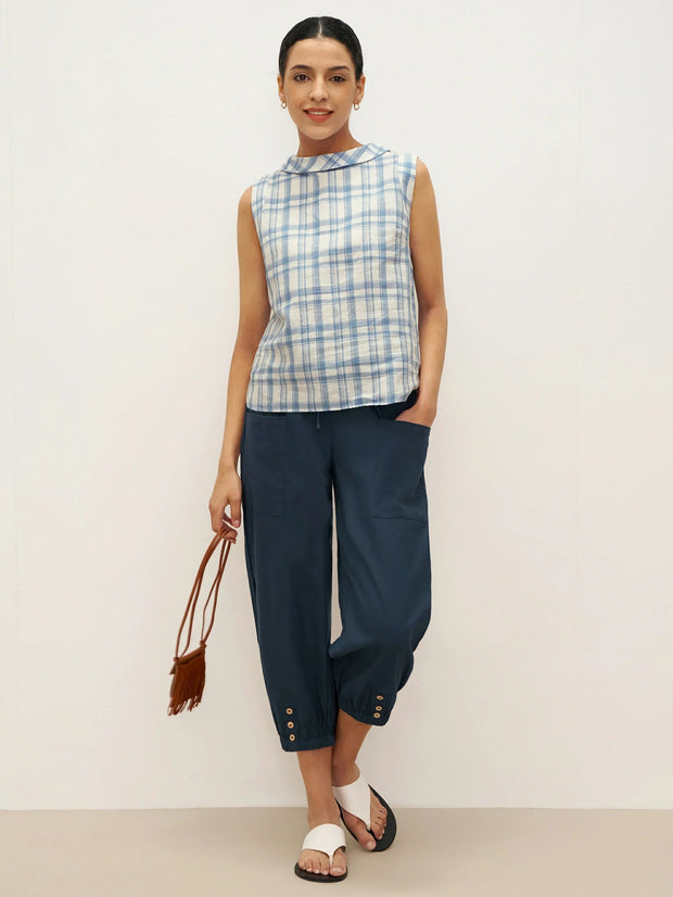 Linen Cropped Trousers for Women, Tapered Leg with Patch Pockets – Comfortable and Versatile Women's Pants