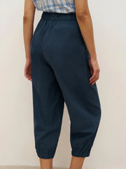 Linen Cropped Trousers for Women, Tapered Leg with Patch Pockets – Comfortable and Versatile Women's Pants