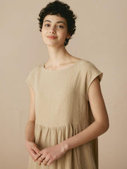 Linen Maxi Dress with Cap Sleeves and Pockets – Relaxed Fit Long Dress for Women in Various Colors