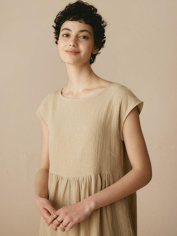 Linen Maxi Dress with Cap Sleeves and Pockets – Relaxed Fit Long Dress for Women in Various Colors