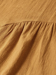 Linen Midi Dress with Cap Sleeves and Waist Pleat Design – Elegant A-Line Dress