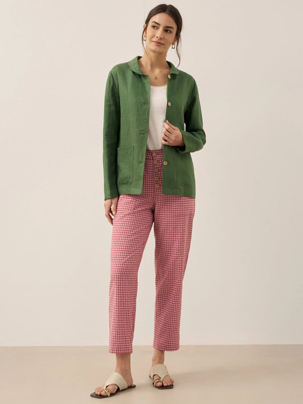 Linen Pants for Women – Casual Chic Tapered Leg Trousers with Button Fly Closure