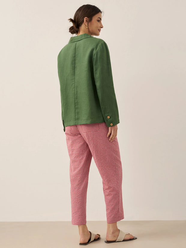 Linen Pants for Women – Casual Chic Tapered Leg Trousers with Button Fly Closure