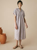 Linen Shirt Dress for Women, Short Sleeve with Convertible Cuffs and Curved Hem - Effortless Style in White