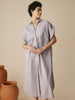 Linen Shirt Dress for Women, Short Sleeve with Convertible Cuffs and Curved Hem - Effortless Style in White