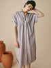Linen Shirt Dress for Women, Short Sleeve with Convertible Cuffs and Curved Hem - Effortless Style in White