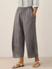 Linen Wide Leg Pants for Women – Relaxed Fit Ankle-Length with Elastic Waist and Pockets