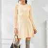 Long Sleeve Knitted Dress - Vintage Style Fleece Coat in High-Quality Cotton and Polyester-Cramta