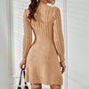 Long Sleeve Knitted Dress - Vintage Style Fleece Coat in High-Quality Cotton and Polyester-Cramta