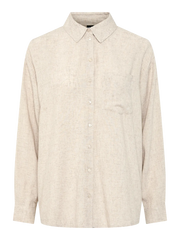 Loose Beige Linen Blouse for Women - Lightweight Summer Top, Breathable and Easy Care