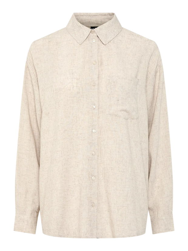 Loose Beige Linen Blouse for Women - Lightweight Summer Top, Breathable and Easy Care