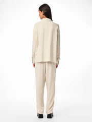 Loose Beige Linen Blouse for Women - Lightweight Summer Top, Breathable and Easy Care