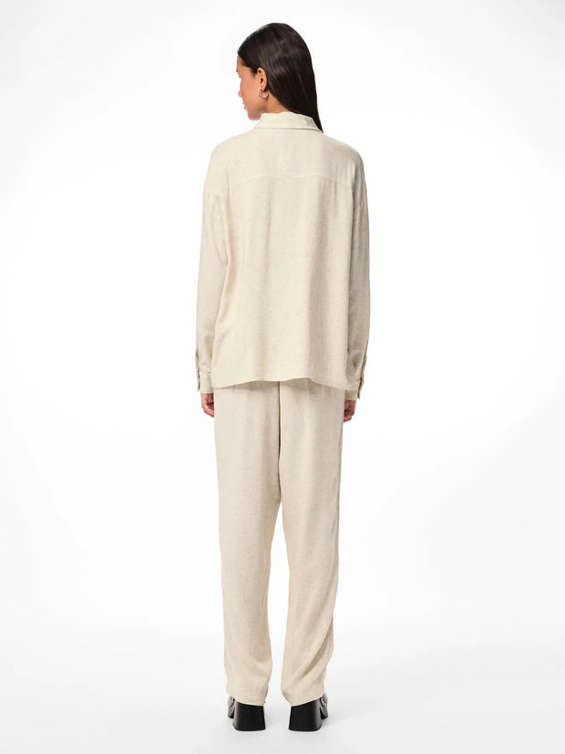 Loose Beige Linen Blouse for Women - Lightweight Summer Top, Breathable and Easy Care