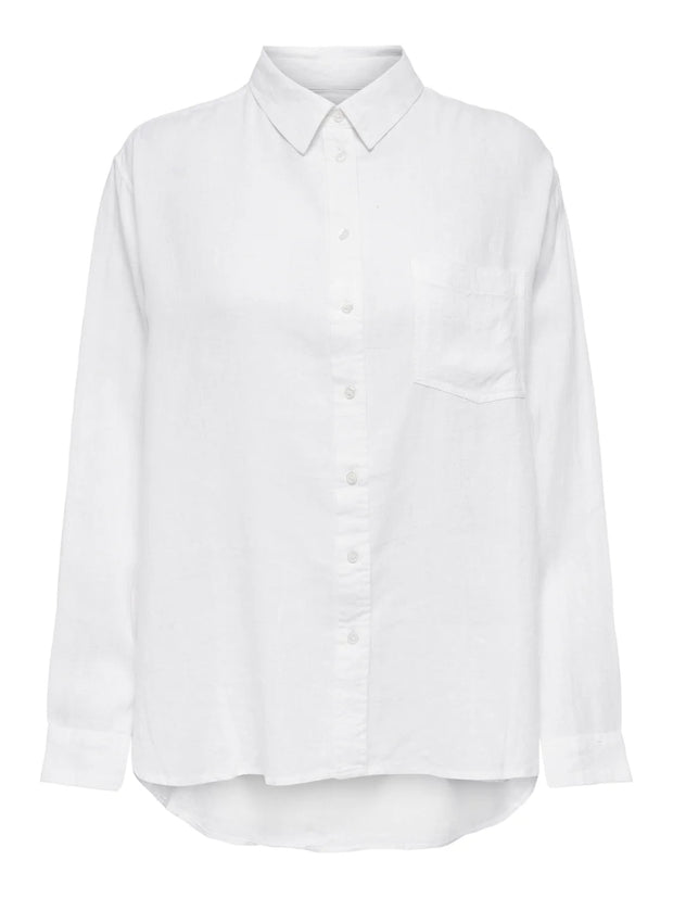 Loose White Linen Blouse – Lightweight Summer Top for Women, Breathable and Versatile Blouse